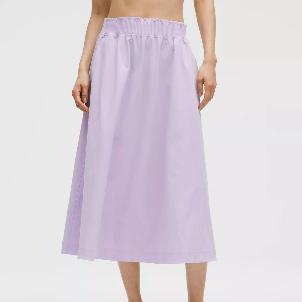 lululemon Stretch Woven Ruffle-Waist Midi Skirt  Size M